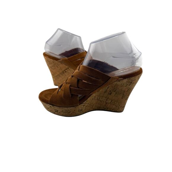 UGG Marta High Wedge Sandals Chestnu Soft Suedet Size 9 1015079 NWB - Picture 6 of 12